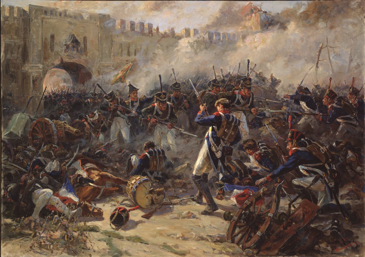 A szmolenszki csata 1812 augusztusában, 1956 alkotó: Pyotr Ivanovich Zhigimont