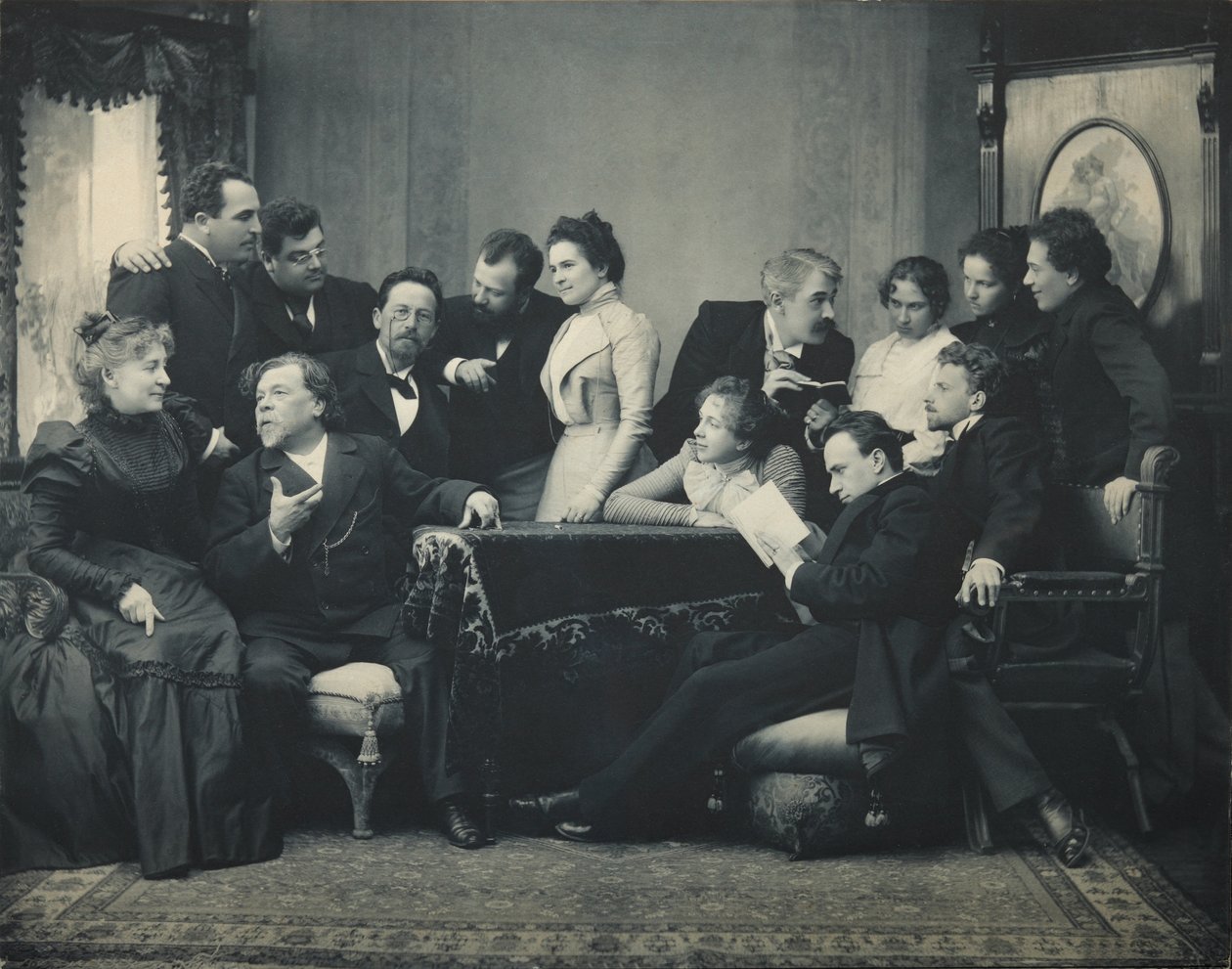 Anton Csehov a Sirály című darab színészei között, 1899 alkotó: Pyotr Petrovich Pavlov