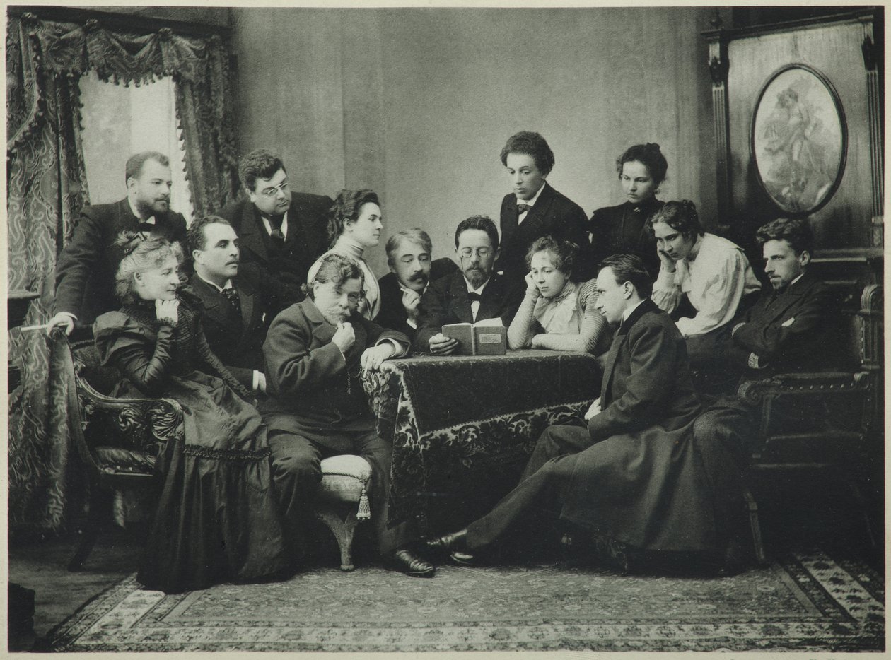 Anton Csehov felolvassa a Sirályt a Moszkvai Művészeti Színház társulatával, 1899 alkotó: Pyotr Petrovich Pavlov