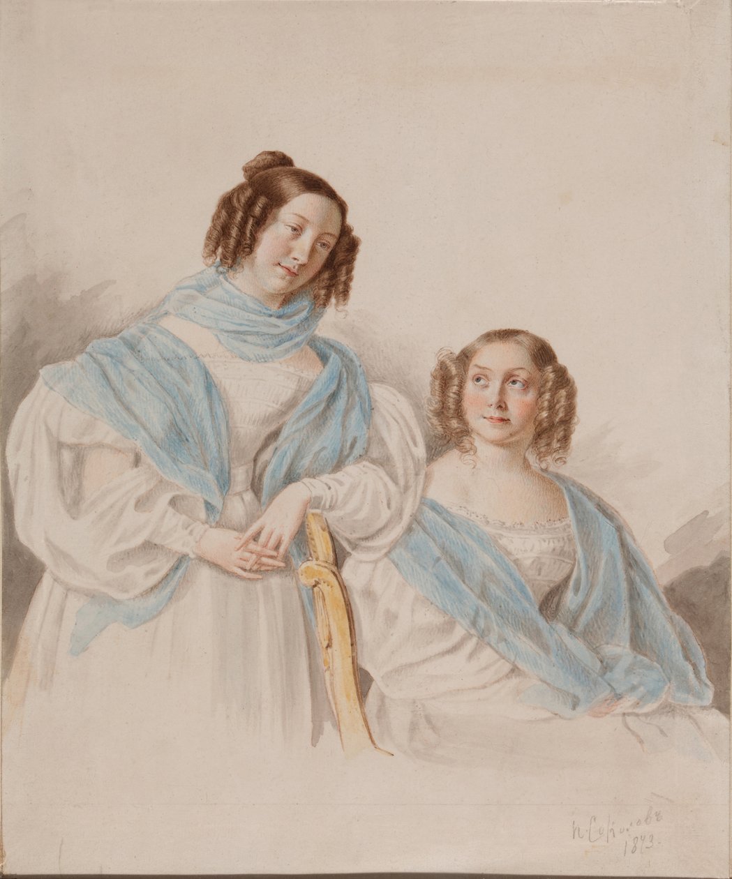 Antonina Dmitrievna grófnővérek portréja 1813-1891 és Lidia Dmitrievna 1815-1882 Blud alkotó: Pyotr Petrovich Sokolov
