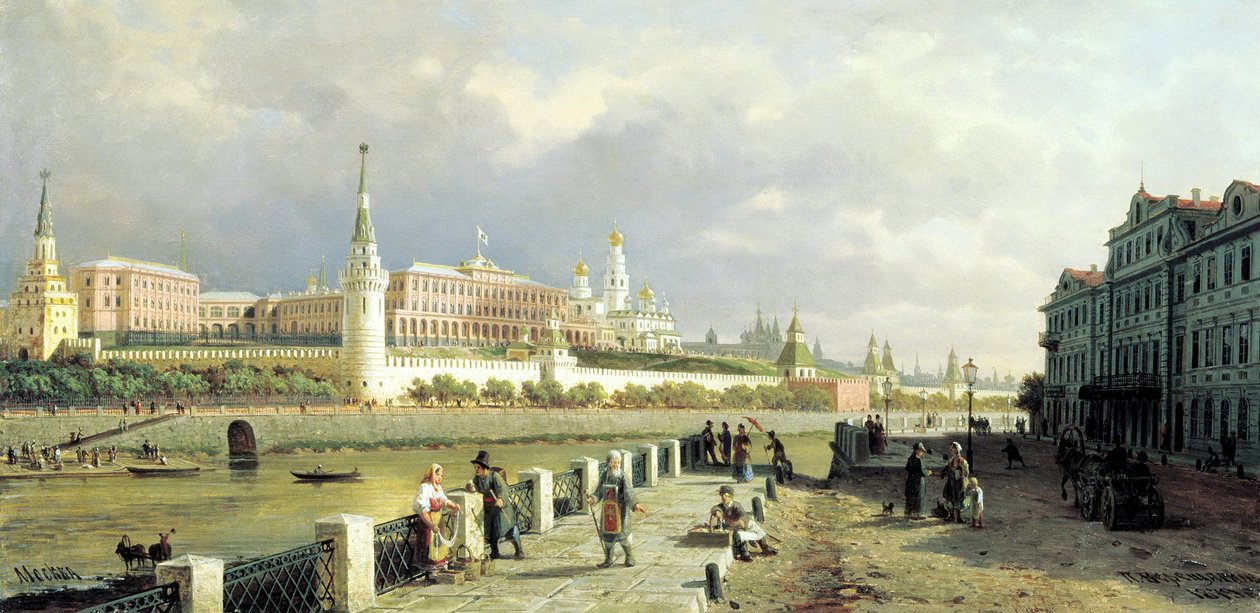 Kilátás a Kremlre a moszkvai Sophia rakpartról, 1879. alkotó: Pjotr ​​​​Petrowitsch Wereschtschagin