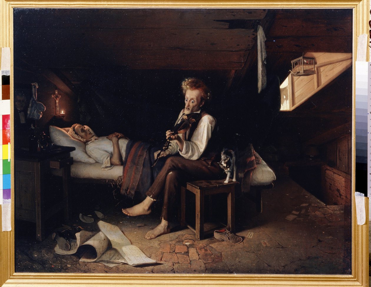 Egy őrült hegedűs anyja halálos ágyán (A Mad Violoist at Mother