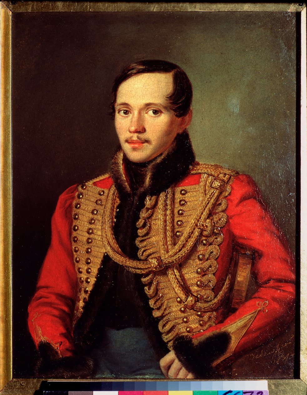 Portrait du poete Mihail Lermontov (1814-1841) (M. Lermontov költő portréja) - Pjotr ​​Jefimovics Zabolotszkij (Zabolotski) életműve (1803-1866), huile sur karton alkotó: Pyotr Yefimovich Zabolotsky