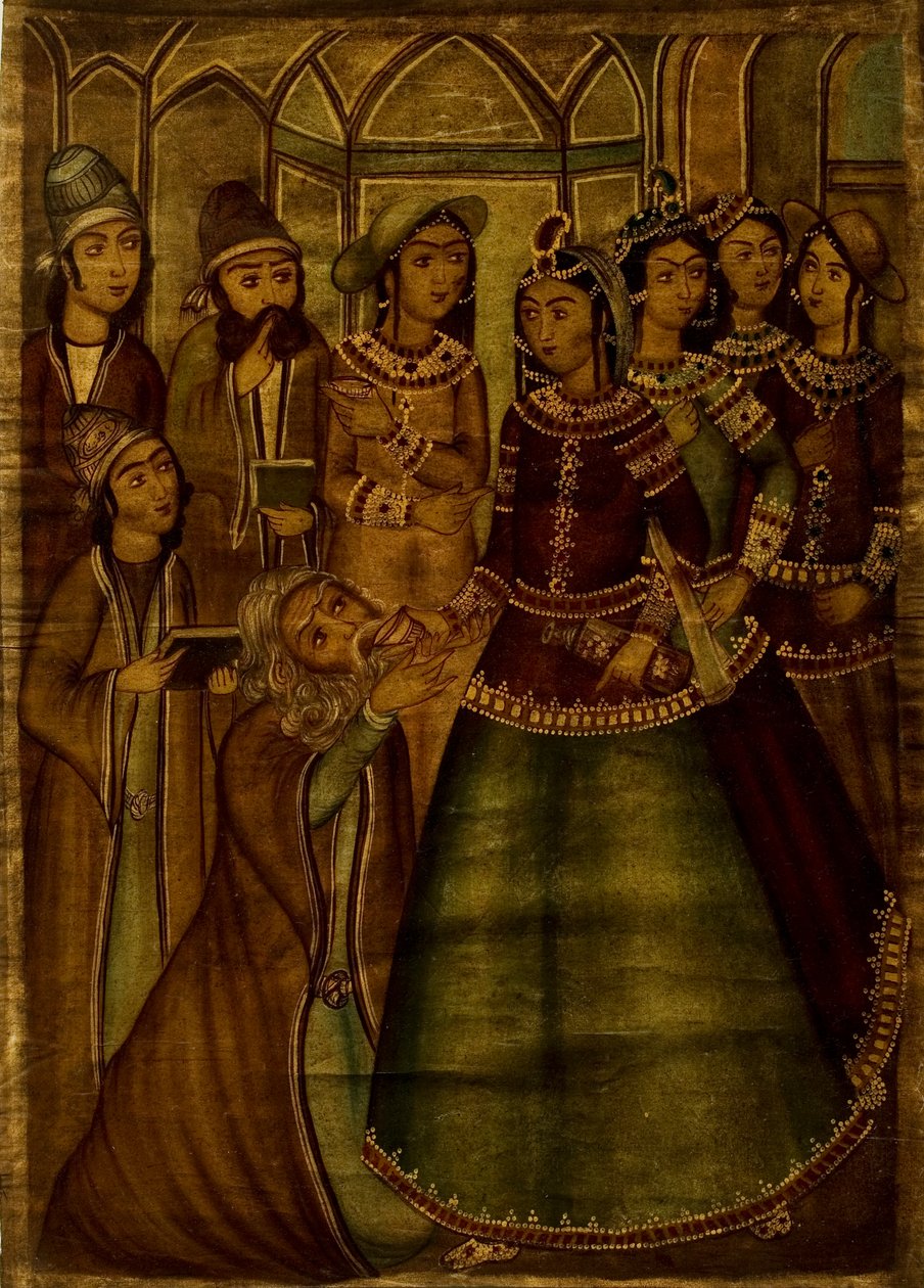 Shaykh Sanan és a keresztény lány alkotó: Qajar School
