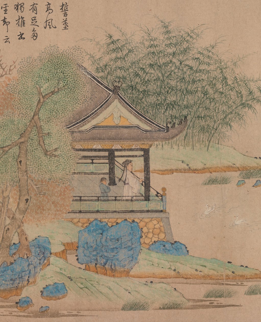 Wang Xizhi libákat néz, Handscroll. c.1295 alkotó: Qian Xuan