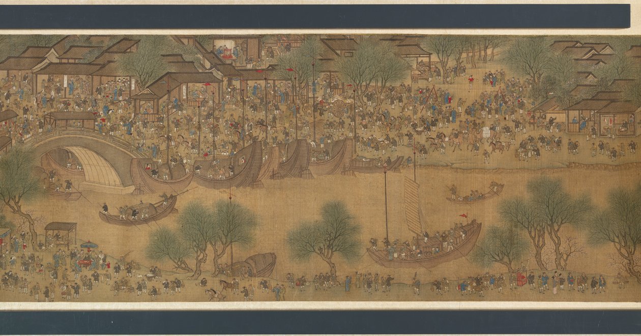 Tavaszi Fesztivál a folyón alkotó: Qing Dynasty Chinese School