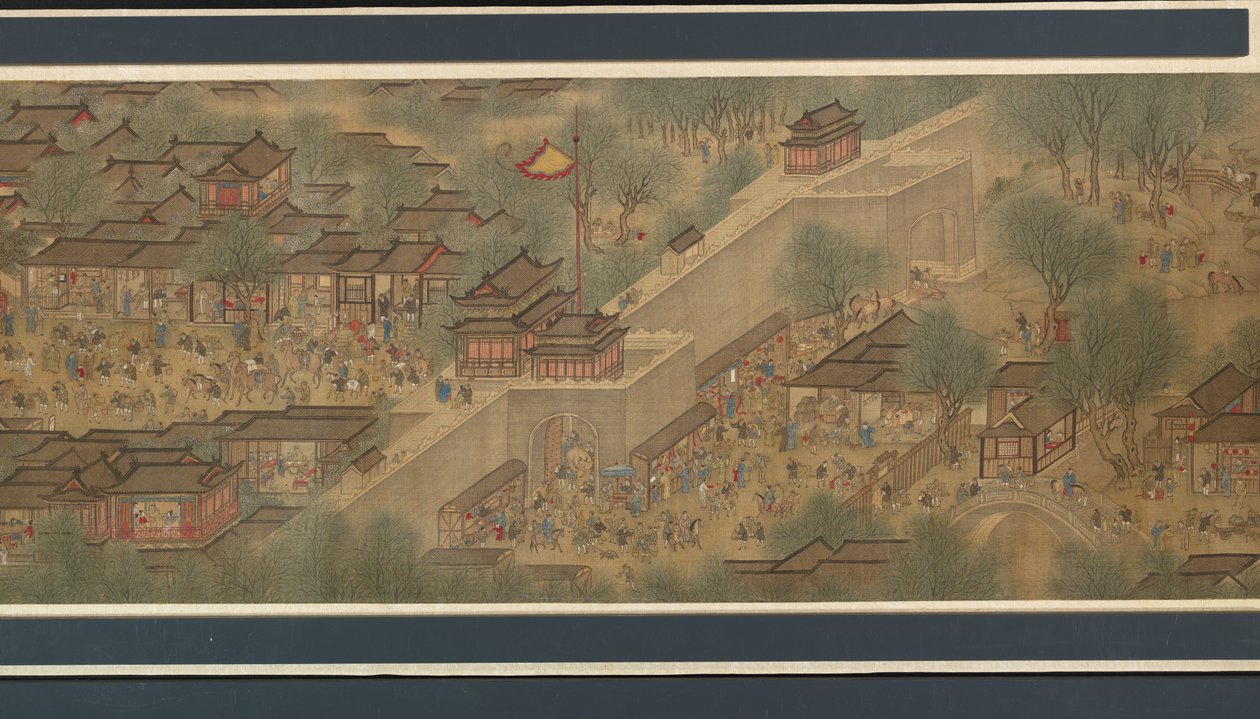 Tavaszi Fesztivál a folyón alkotó: Qing Dynasty Chinese School
