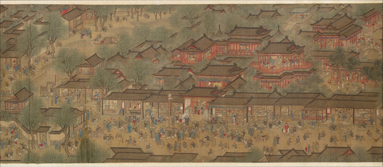 Tavaszi Fesztivál a folyón alkotó: Qing Dynasty Chinese School