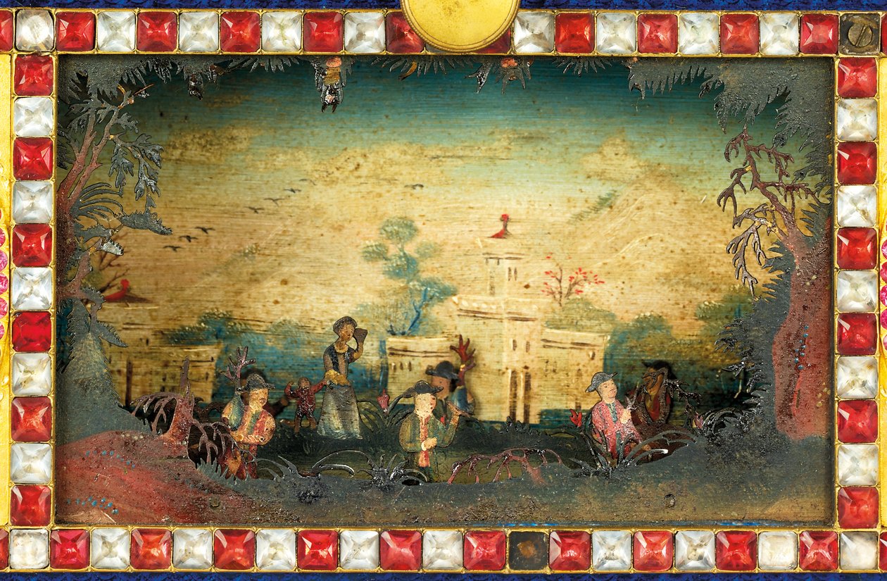 Egy birodalmi kínai ütős, zenés és automata „Jardiniere” óra, Guangzhou műhelyek, Qianlong-korszak (1736-1795), 18. század vége (ormolu, zománc és paszta készlet) alkotó: Qing Dynasty   Qianlong Period Chinese School