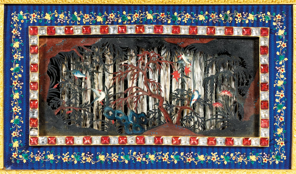 Egy birodalmi kínai ütős, zenés és automata „Jardiniere” óra, Guangzhou műhelyek, Qianlong-korszak (1736-1795), 18. század vége (ormolu, zománc és paszta készlet) alkotó: Qing Dynasty   Qianlong Period Chinese School