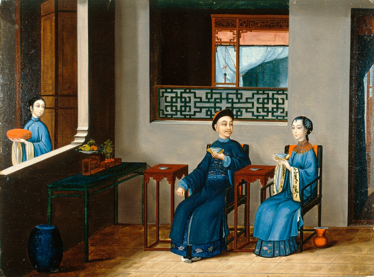 Teázó pár, 1800 körül (olaj, vászon) alkotó: Qing Dynasty Chinese School