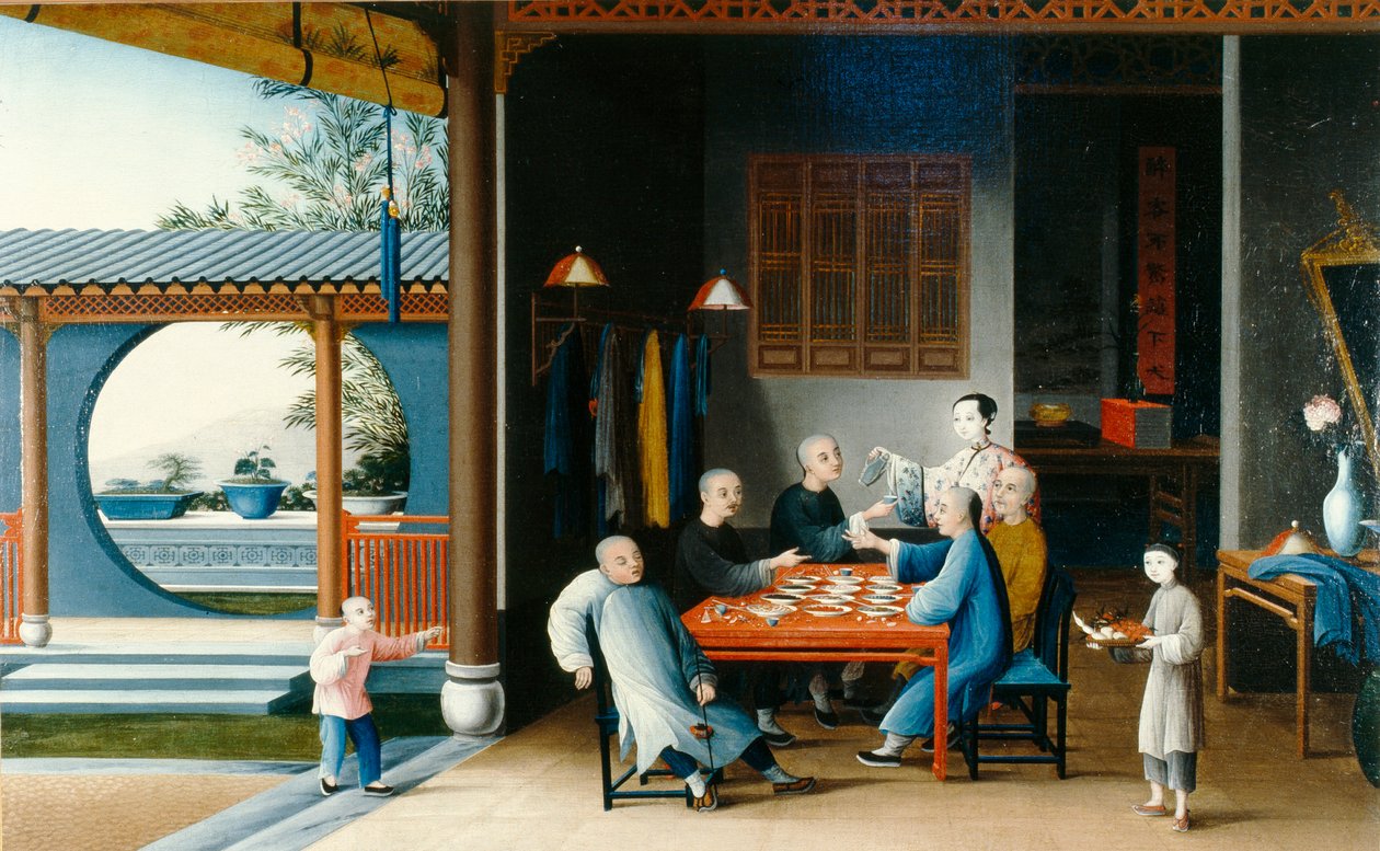 Étkezési jelenet, 1800 körül (olaj, vászon) alkotó: Qing Dynasty Chinese School