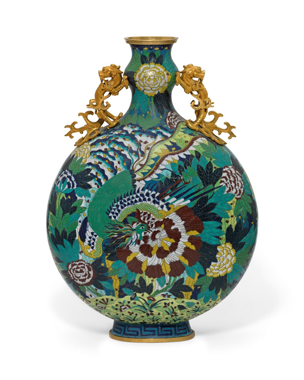 Egy nagy Cloisonné zománcozott holdlombik (zománc) alkotó: Qing Dynasty Chinese School