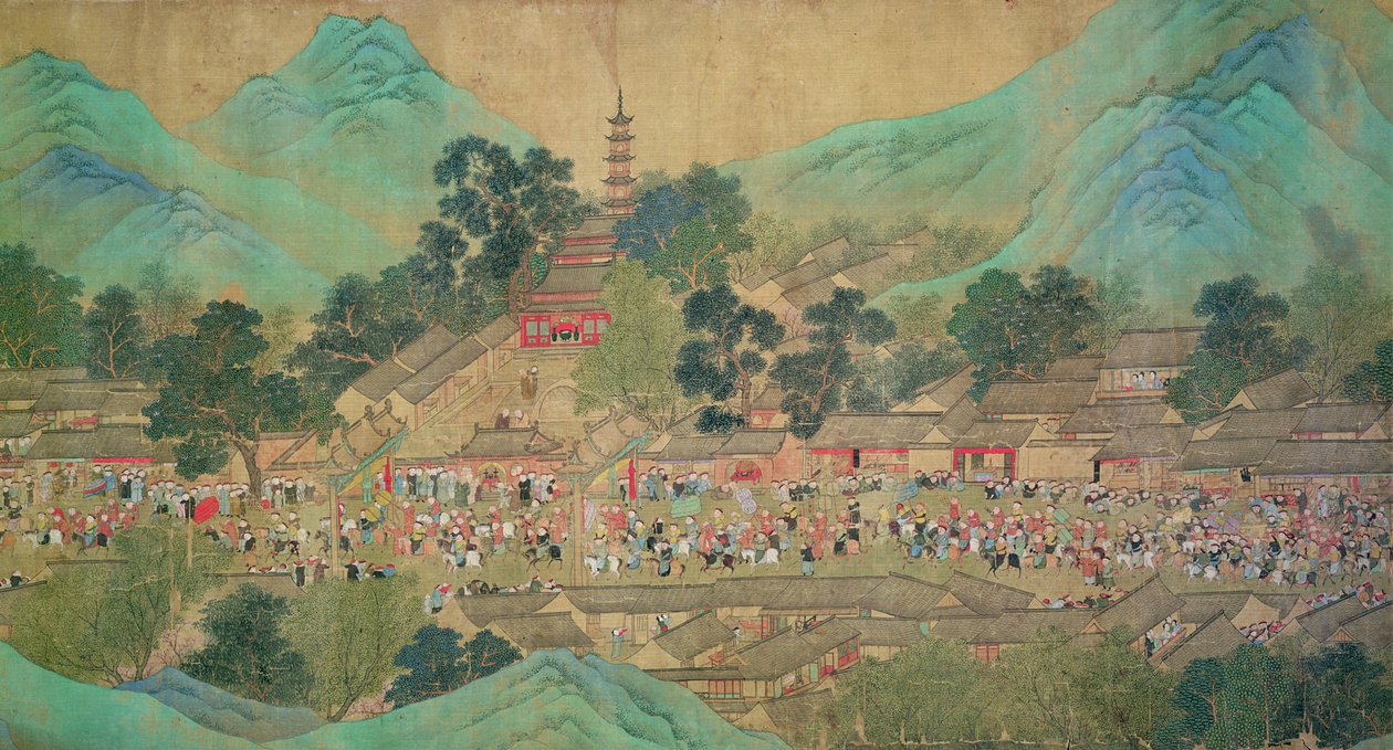 Kang Shi császár körútja Kiang-Hanban 1699-ben, Chaio Ping Chen (1661-1722) után (tinta és szín selyemhátú papíron) alkotó: Qing Dynasty Chinese School
