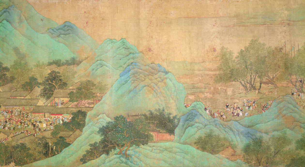 Kang Shi császár körútja Kiang-Hanban 1699-ben, Chaio Ping Chen (1661-1722) után (tinta és szín selyemhátú papíron) alkotó: Qing Dynasty Chinese School