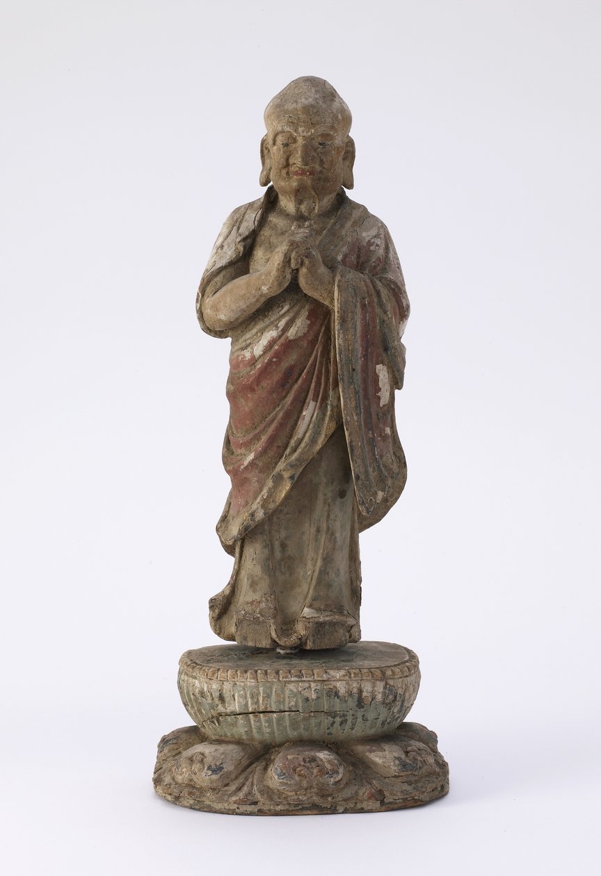 Ka-yeh (Kasyapa) szerzetes figurája (fa és gesso) alkotó: Qing Dynasty Chinese School