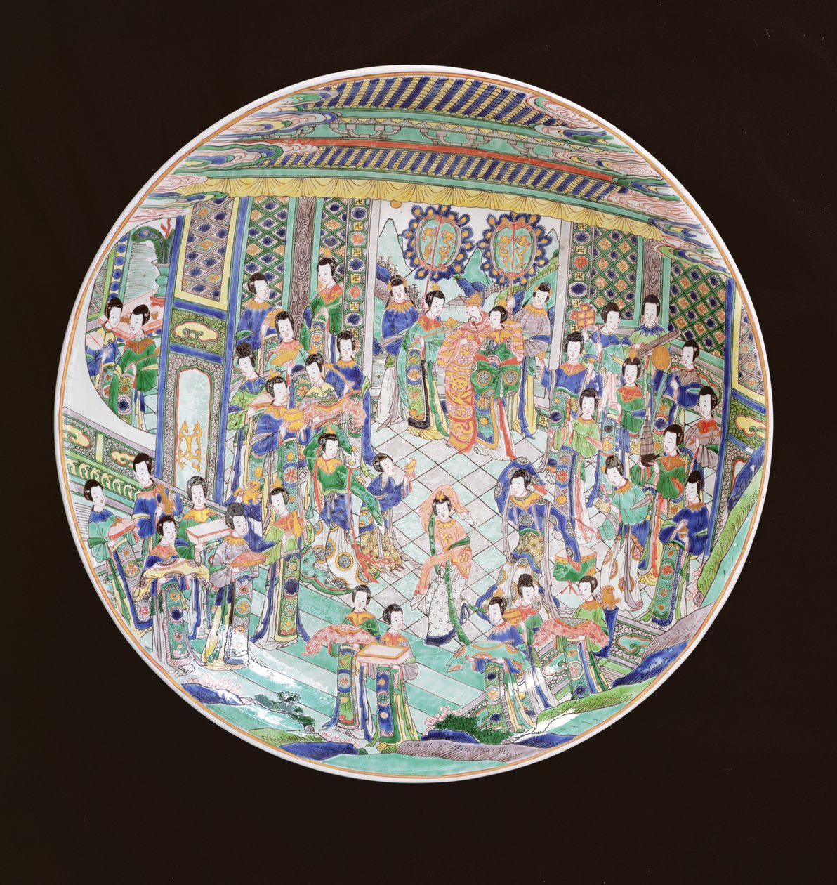 Nagy Famille Verte töltő, Kangxi időszak (1662-1722) (porcelán) (lásd még: 272194) alkotó: Qing Dynasty Chinese School