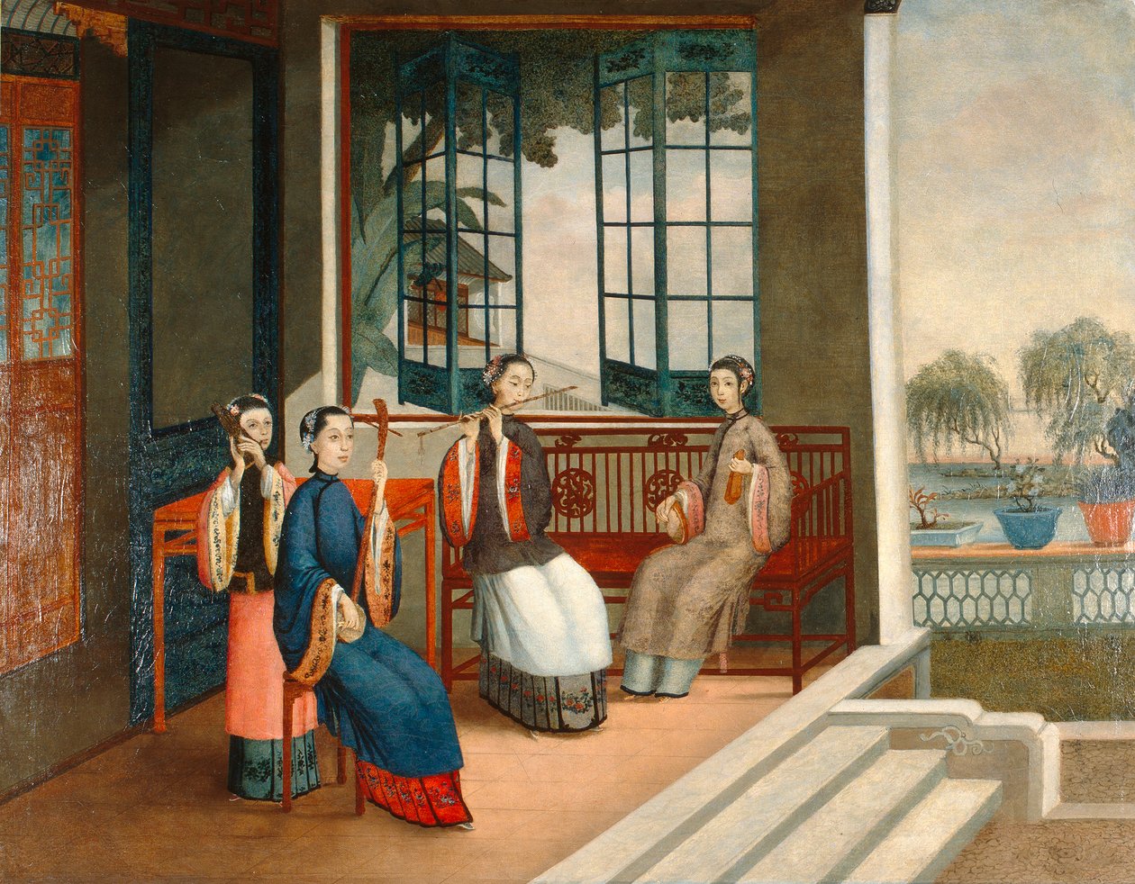 Zenészek, 1800 körül (olaj, vászon) alkotó: Qing Dynasty Chinese School