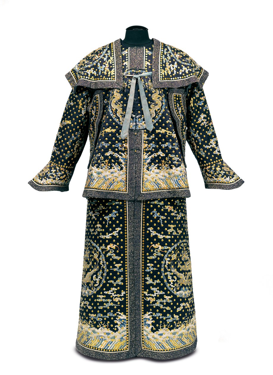 Ritka birodalmi gárdisták szertartási egyenruhája, Qianlong / Jiaqing korszak (1736-1820) (selyem szatén) (lásd még) alkotó: Qing Dynasty Chinese School