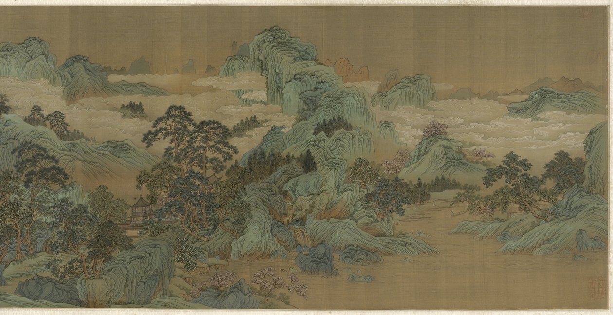 Folyói táj kék-zöld színben, 17-18. század alkotó: Qing Dynasty Chinese School