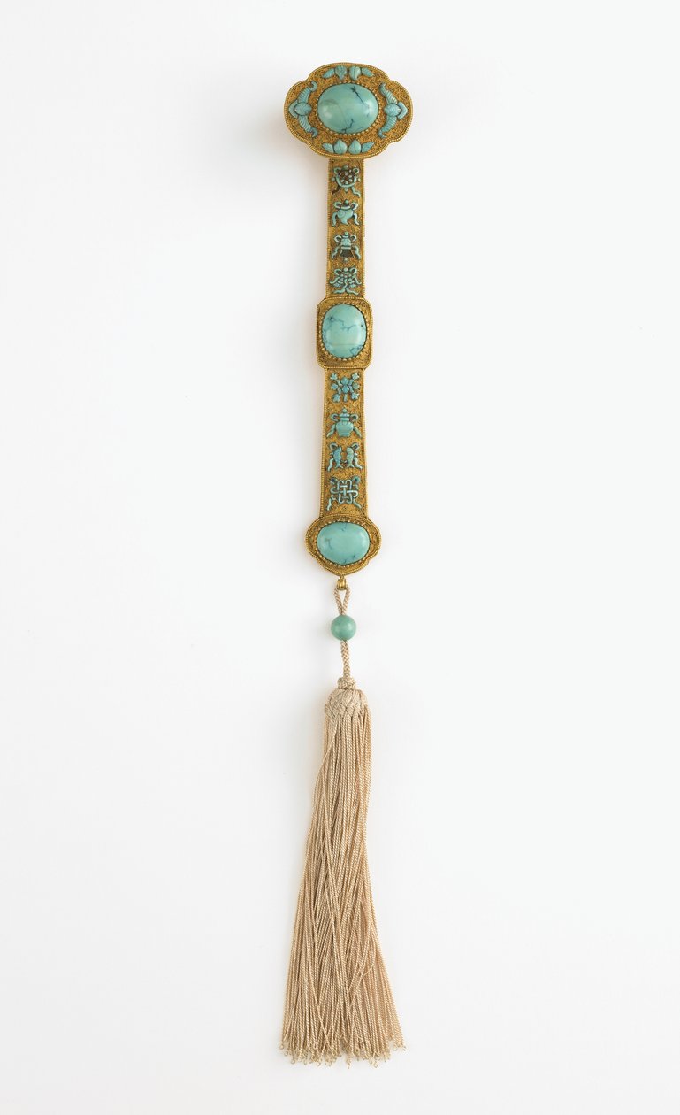 Ruyi jogar, Qianlong uralkodása (arany, türkiz és selyem) alkotó: Qing Dynasty Chinese School