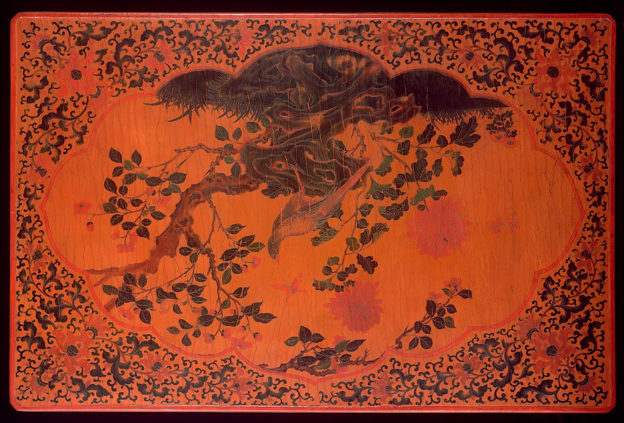 Asztallap, Kangxi korszak (1662-1722) (lakkozott fa és kenderszövet) (lásd még: 272135) alkotó: Qing Dynasty Chinese School