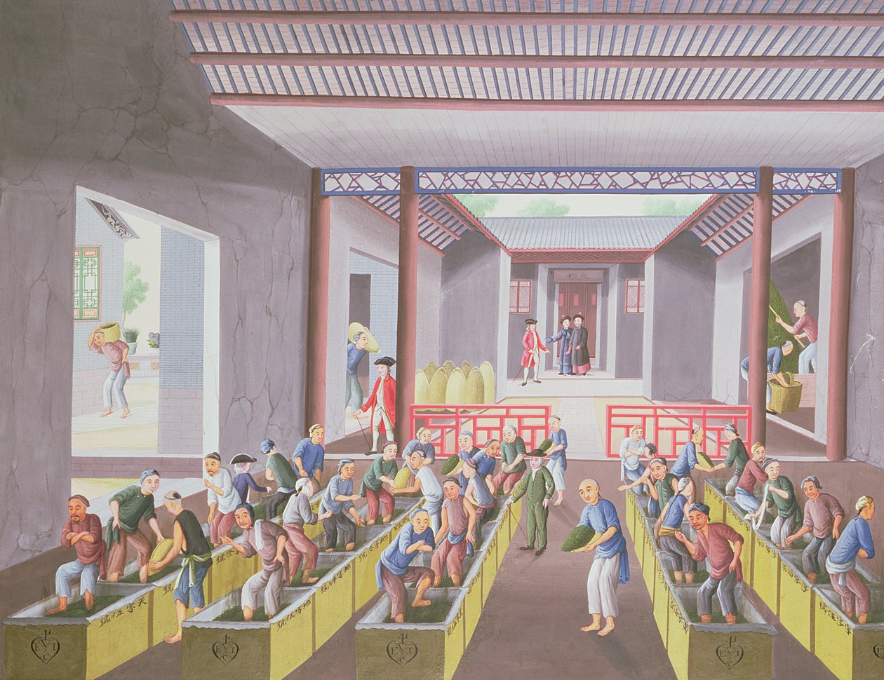 Teafőzés, 23 festményt tartalmazó albumból, 1790 körül (színes papíron) alkotó: Qing Dynasty Chinese School