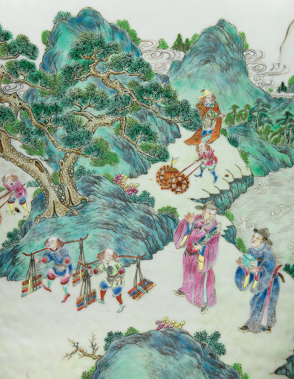 Részlet az Imperial Famille Rose vázák egyikéből (kerámia) alkotó: Qing Dynasty   Jiaqing Period Chinese School