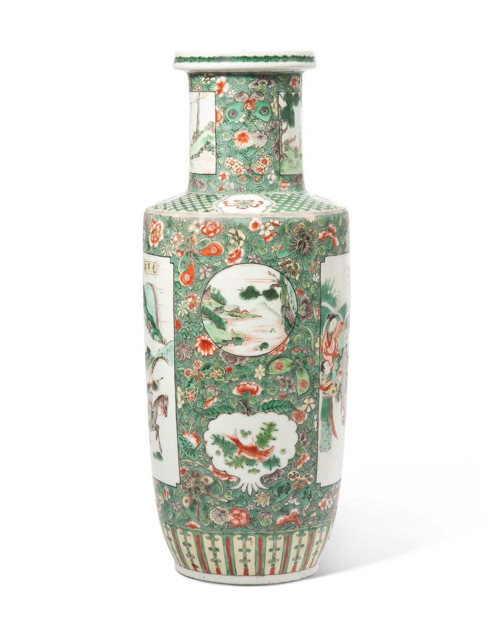 Egy famille verte "A három királyság romantikája" Rouleau váza (kerámia) alkotó: Qing Dynasty   Kangxi Period Chinese School