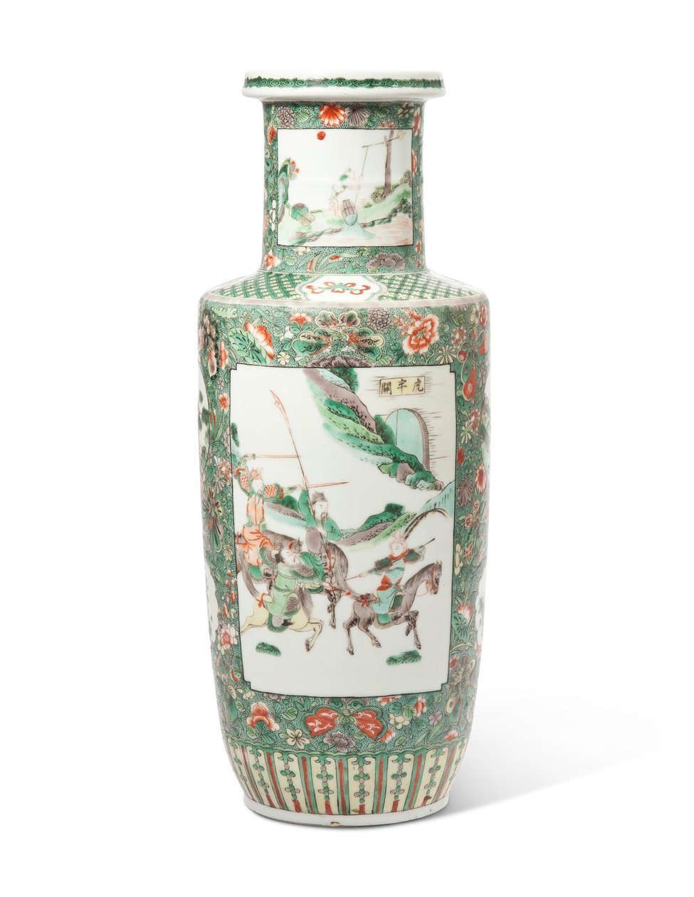 Egy famille verte "A három királyság romantikája" Rouleau váza (kerámia) alkotó: Qing Dynasty   Kangxi Period Chinese School