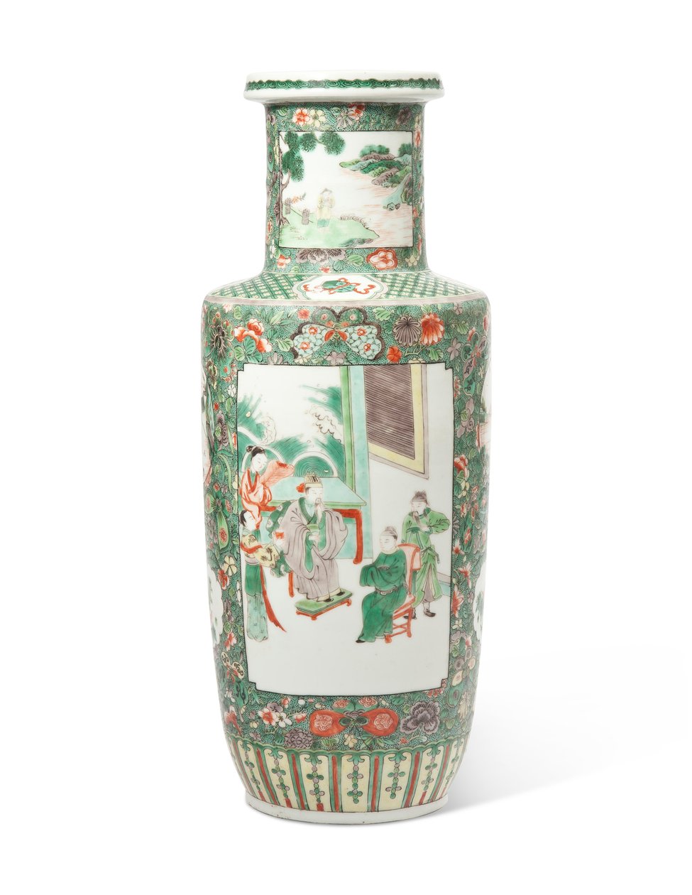 Egy famille verte "A három királyság romantikája" Rouleau váza (kerámia) alkotó: Qing Dynasty   Kangxi Period Chinese School