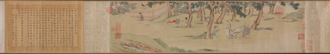Zhao Mengfu Writing the Heart (Hridaya) Sutra in Exchange for Tea alkotó: Qiu Ying