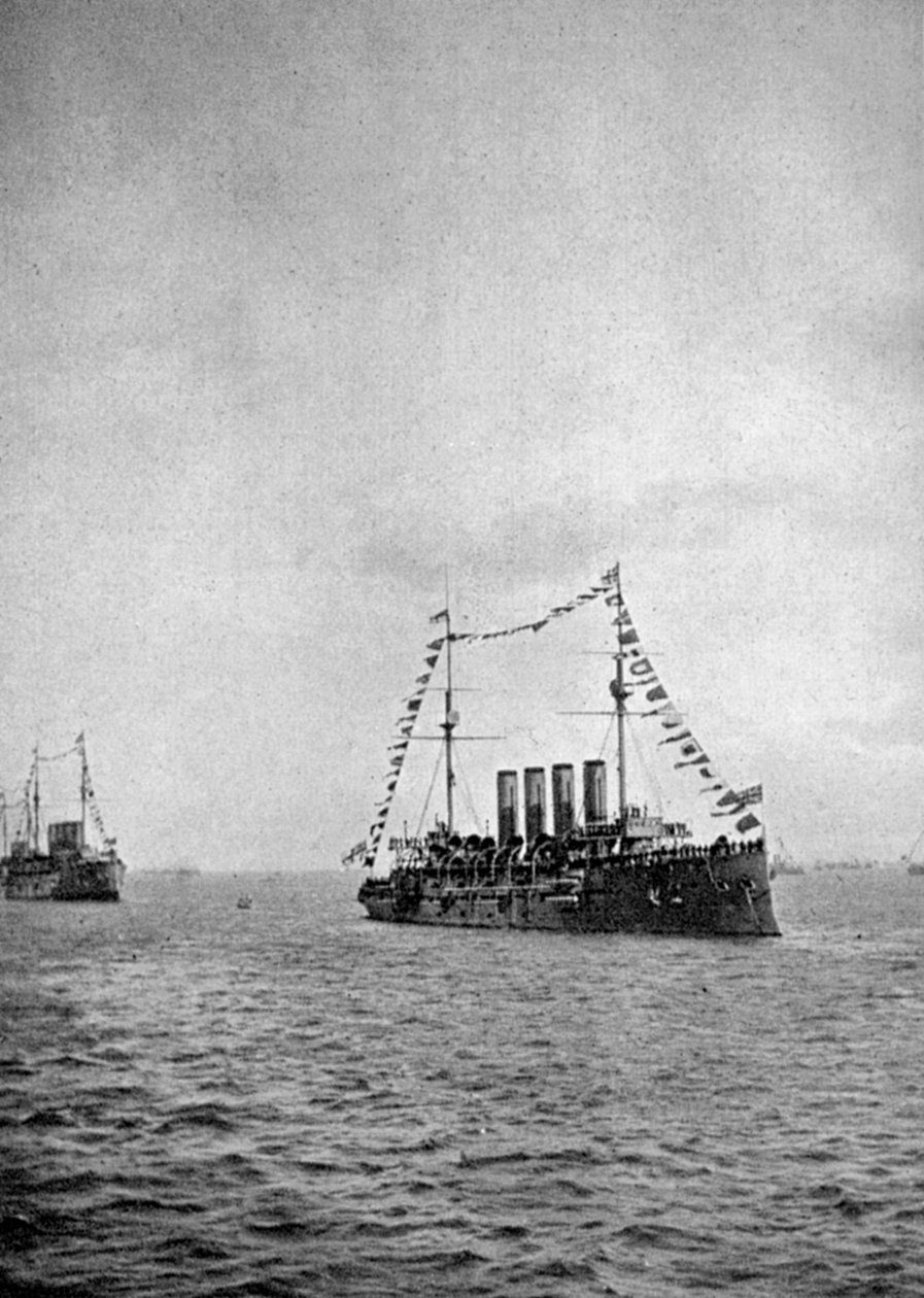 Tengerészeti szemle Portsmouth partjainál, 1907, 1908. alkotó: Queen Alexandra