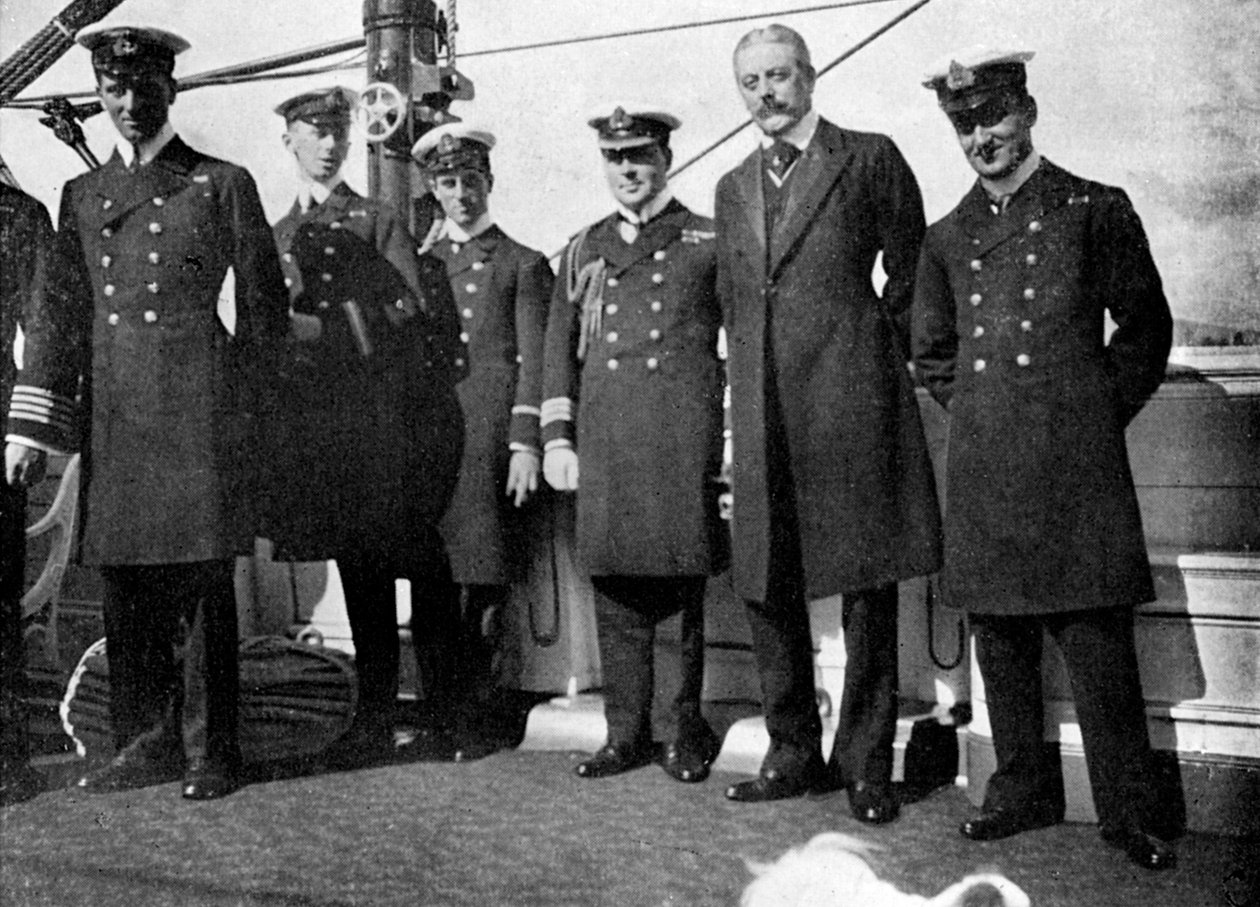 A Victoria and Albert III királyi jacht fedélzetén, Christiania Oslo, Norvégia, 1908. alkotó: Queen Alexandra