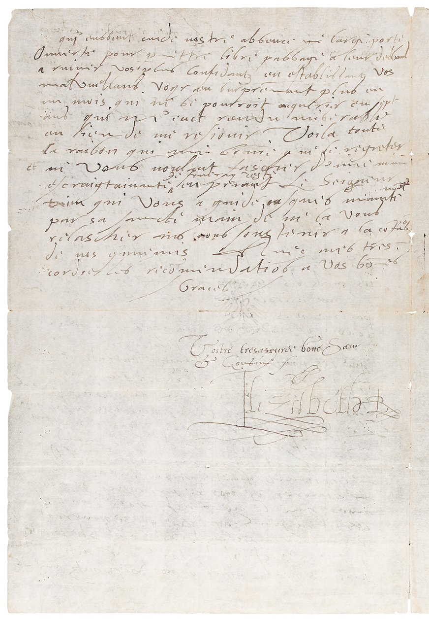 I. Erzsébet francia nyelvű levele Navarrai Henriknek, később IV. Henriknek, 1585 körül alkotó: Queen Elizabeth I of England and