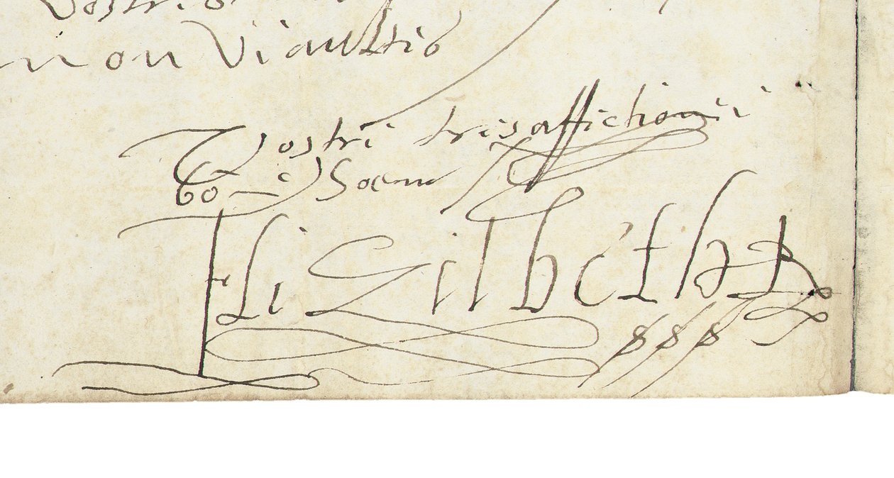 Aláírás I. Erzsébet angol francia Henriknek IV. 1596 körüli levelén alkotó: Queen Elizabeth I of England and