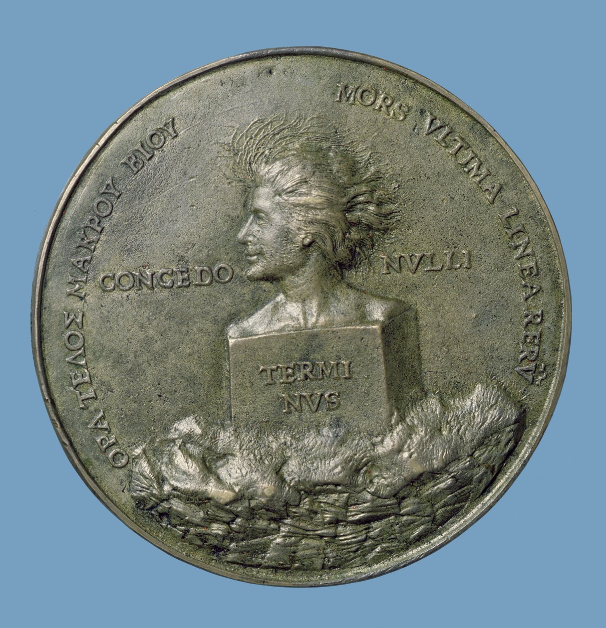 Erasmus (14656-1530) arcképmedaillonja, hátlapján Terminus fejével, 1519 (bronz) (hátlap) alkotó: Quentin Massys or Metsys