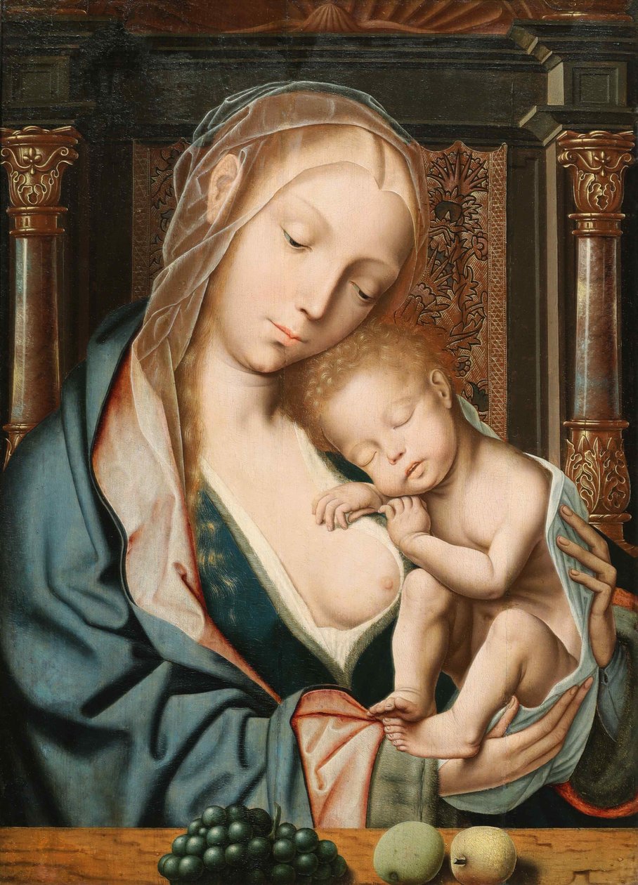 La Vierge aux mazsola Szűz szőlőfürttel, 16. század. alkotó: Quentin . Massys