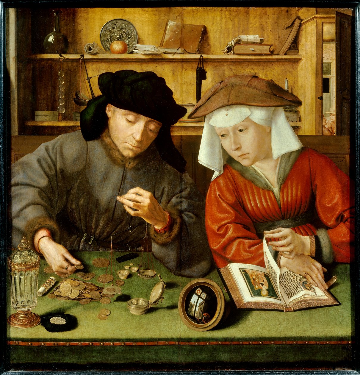 A pénzváltó és a felesége alkotó: Quentin Massys or Matsys