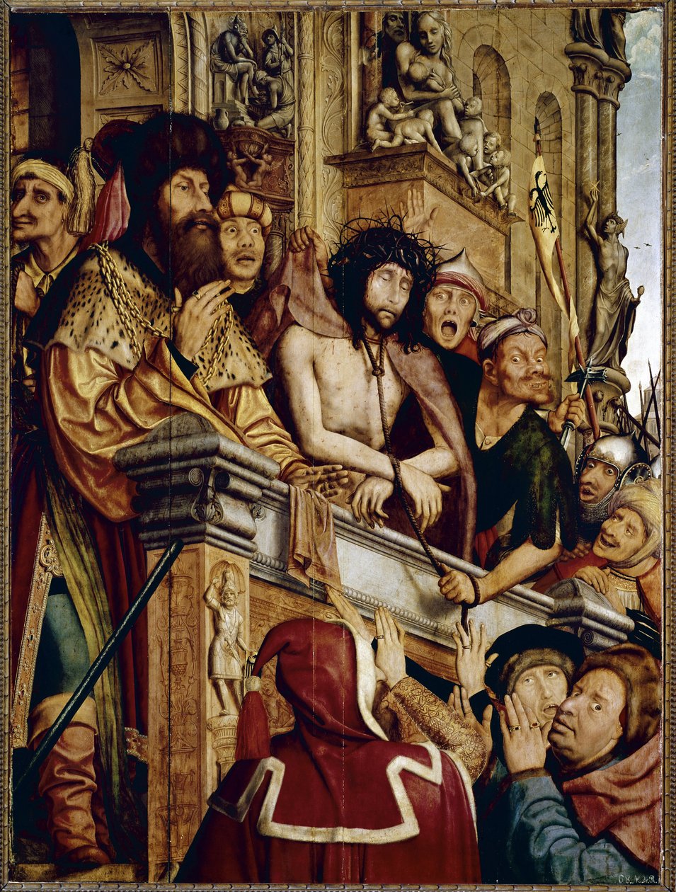 Ecce Homo, Krisztus bemutatta a népnek. (olaj a panelen alkotó: Quentin Massys or Metsys