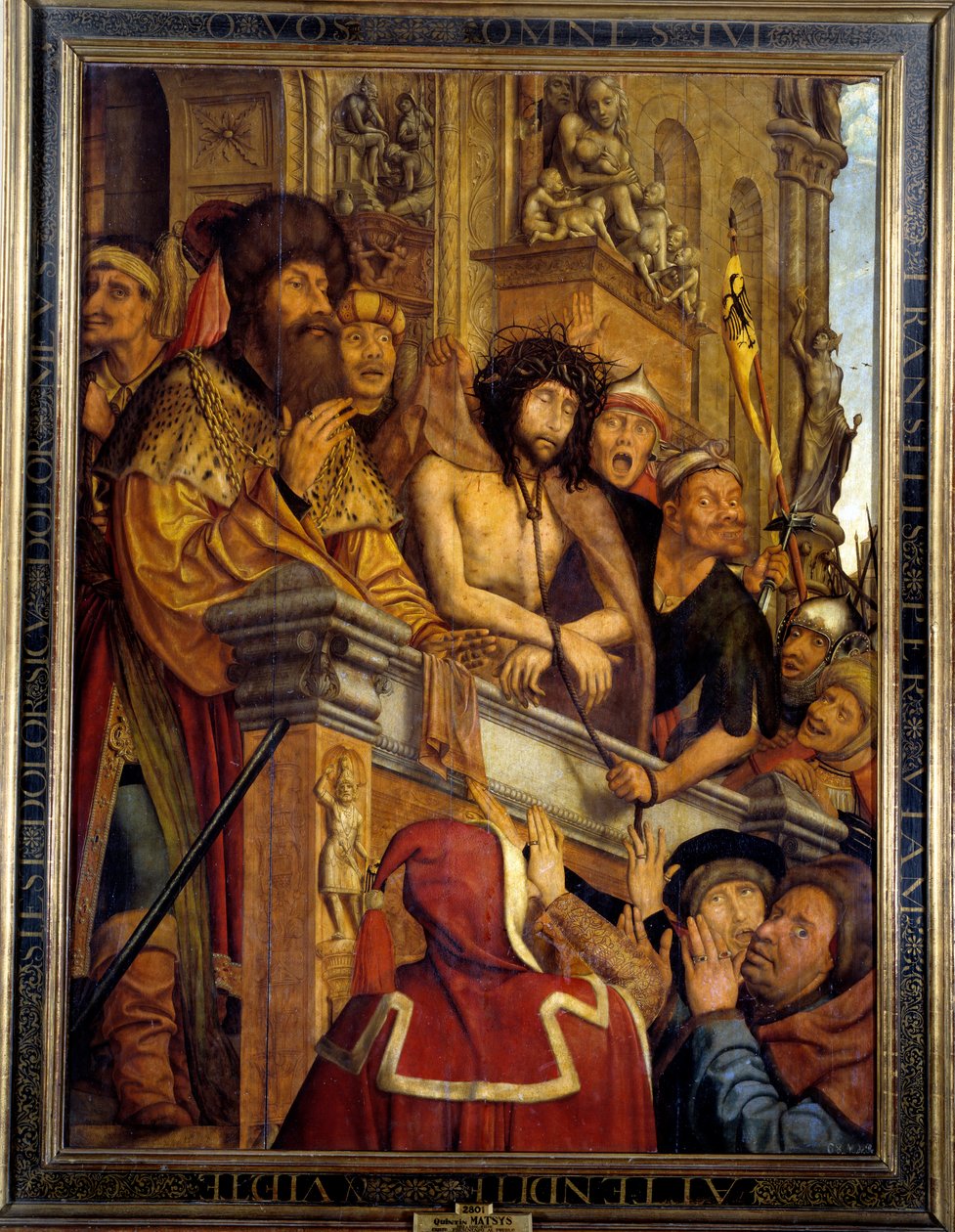 Ecce Homo Pontius Pilatus (Pontius Pilatus) bemutatja Krisztust a zsidók tömegének. Quentin Matsys (1466-1530) festménye (ec.flam.) 16. század V. 1,6x1,2 m Madrid, Musee du Prado alkotó: Quentin Massys or Metsys