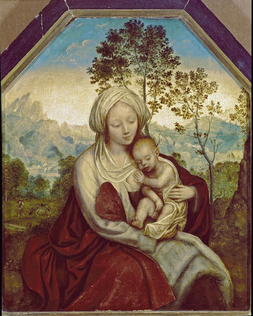 Madonna és a gyermek (tempera és olaj, fa alkotó: Quentin Massys or Metsys