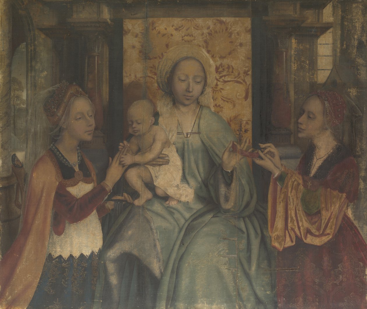 A Szűz és a Gyermek Szentekkel, Borbálával és Katalinnal, c. 1518-1525 alkotó: Quentin Massys or Metsys