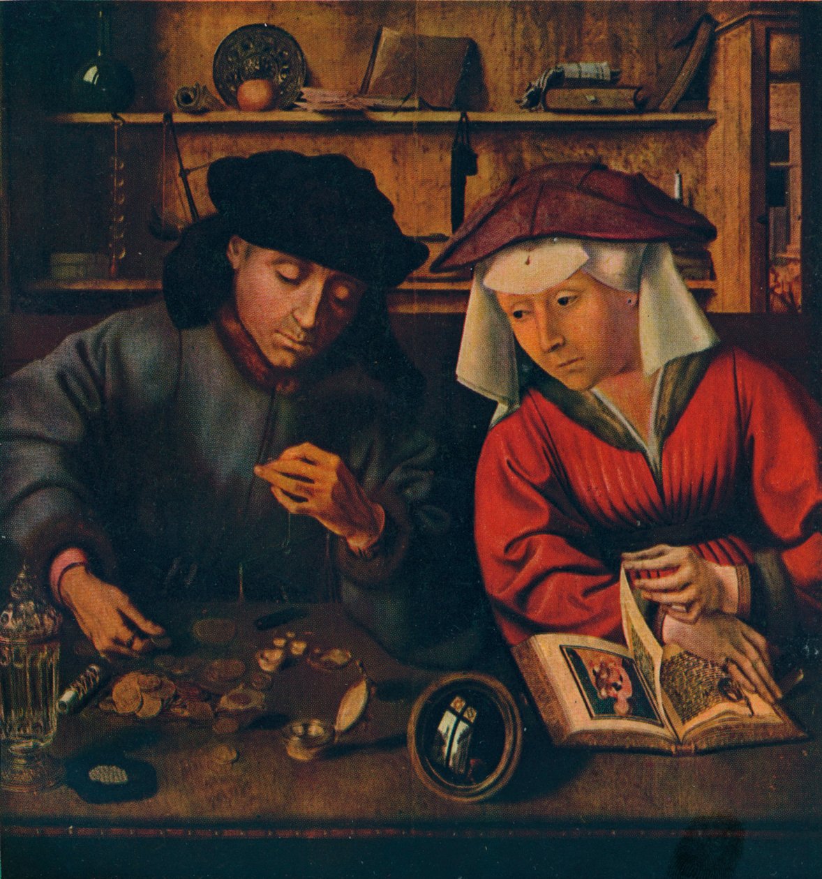 "A pénzkölcsönző és felesége", 1514 alkotó: Quentin Metsys I