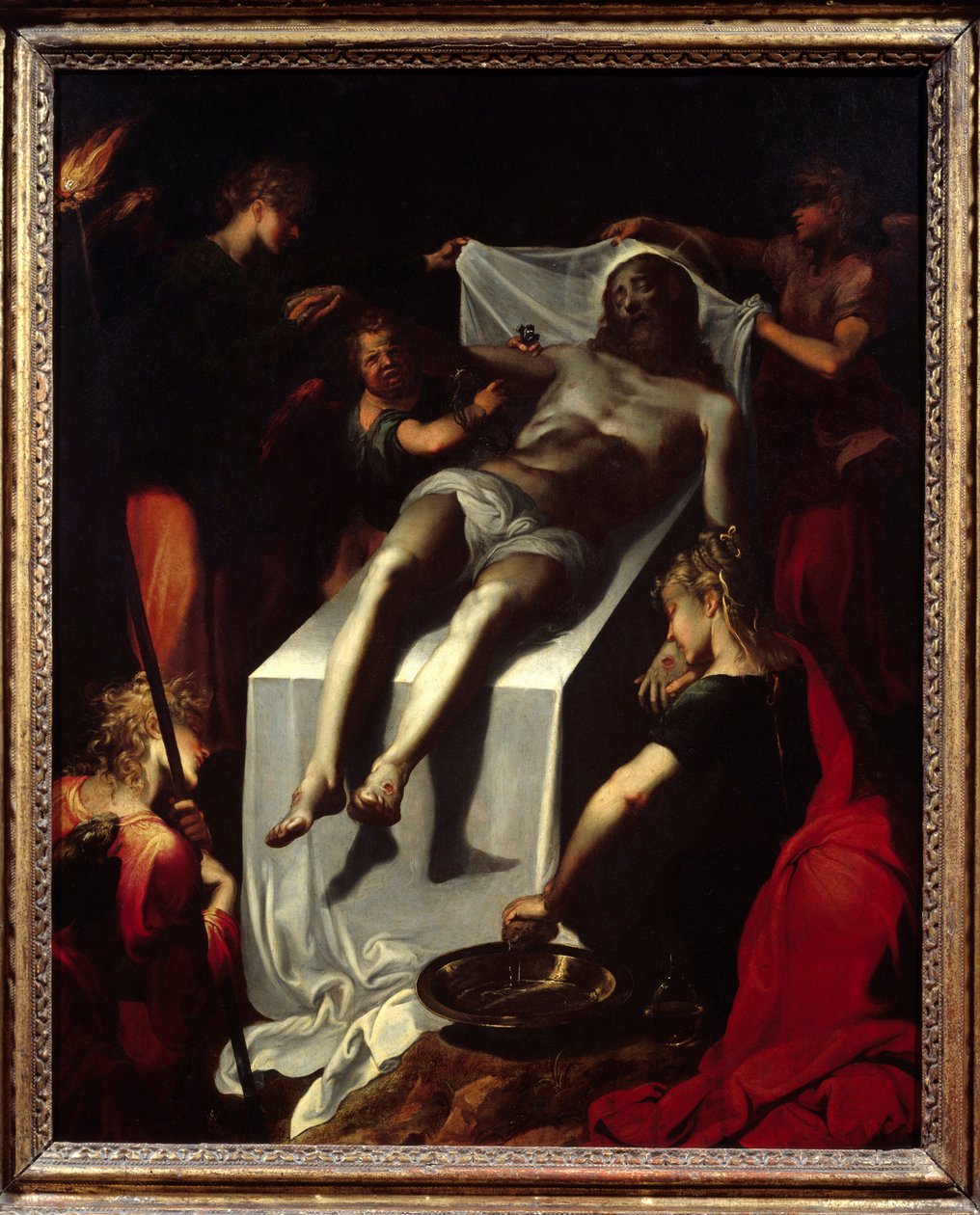 Krisztus temetése (sírja). Quentin Varin (1570-1634) festménye 1600 után. olaj, vászon. Mérete: 0,84 x 0,67 m. Párizs, Louvre Múzeum. alkotó: Quentin Varin