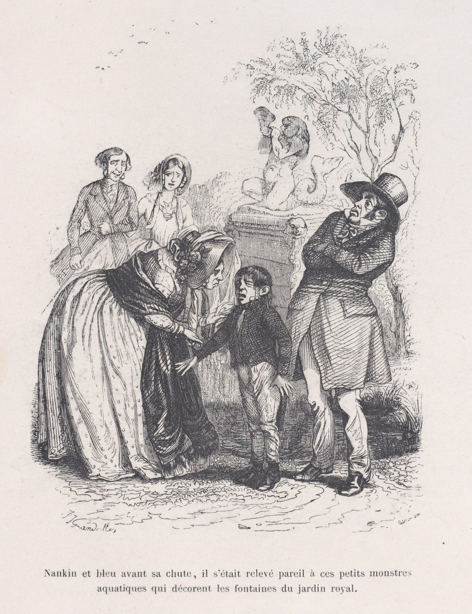 Felemelkedett, mint azok a kis tengeri szörnyek, amelyek a szökőkutakat díszítik. a Kis nyomorúságból..., 1843. alkotó: Quichon