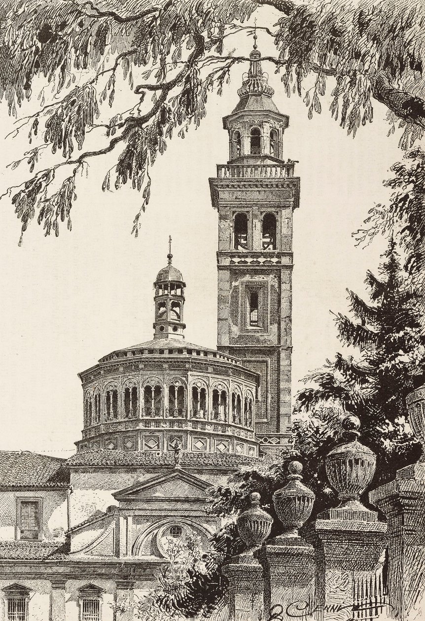 Beata Vergine dei Miracoli Sanctuary, Saronno, Olaszország, metszet Quinto Cenni rajzából, L