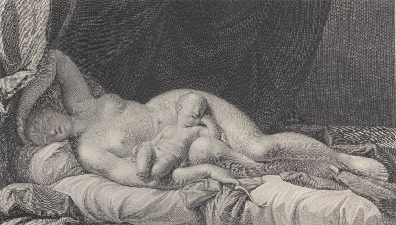 Alvó Vénusz Ámorral az ölében, 1783. alkotó: Quirin Mark