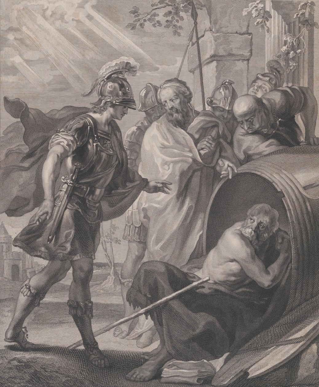 Szinopi Diogenész és Nagy Sándor találkozása, 1784. alkotó: Quirin Mark
