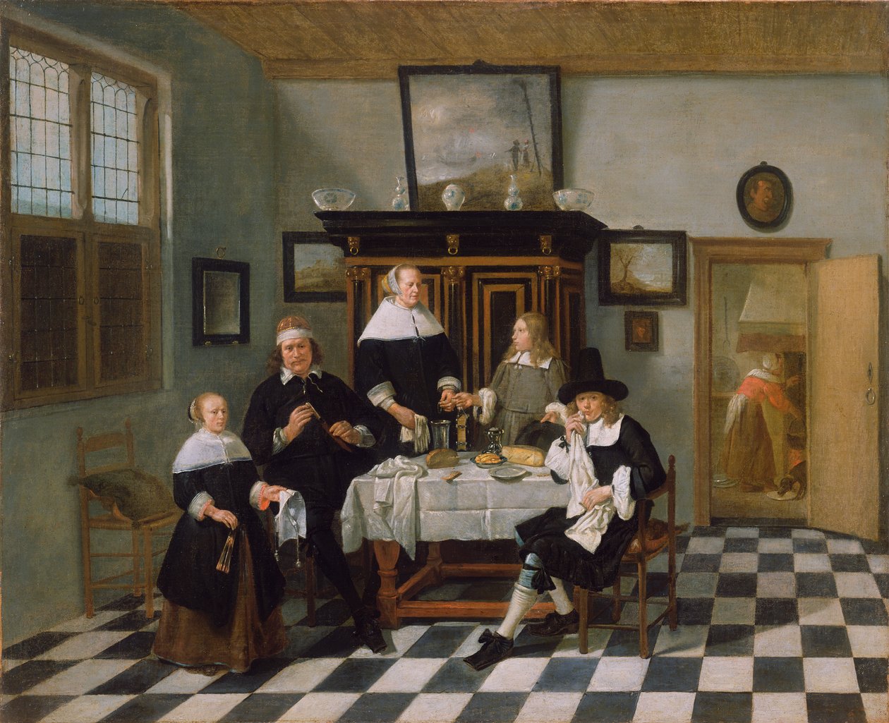 Családi csoport a vacsoraasztalnál, 1658-60 körül alkotó: Quiringh Van Brekelenkam